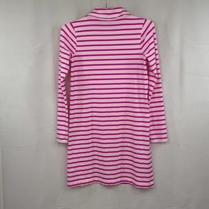 Crewcuts | Girls Pink & White Striped Turtleneck Jersey Dress, Size 14